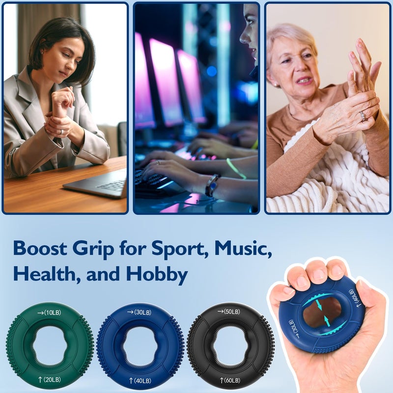 FitBeast Hand Grip Strengthener  Finger Exerciser  Forearm Strengthener Kit - 9 Pack  Targeted Hand & Forearm Strength  Relief & Recovery Kit (Deep Blue) - Image 5